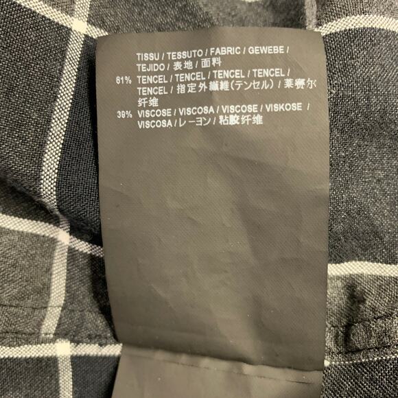 SAINT LAURENT Size M Grey Black White Plaid Tencel Viscose Long Sleeve Shirt - Picture 6 of 7